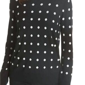Polka Dot Long Sleeve Blouse - Black and White